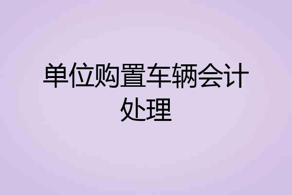 单位购置车辆会计处理
