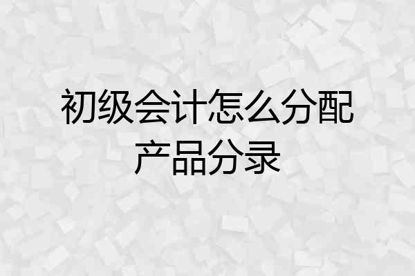 初级会计怎么分配产品分录