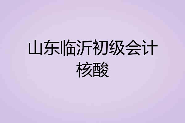 山东临沂初级会计核酸