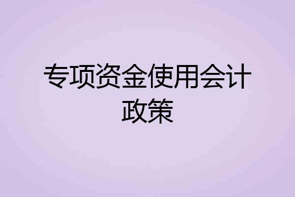 专项资金使用会计政策
