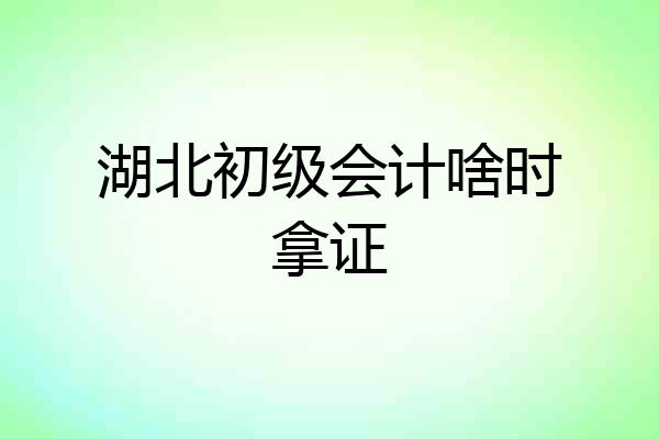 湖北初级会计啥时拿证