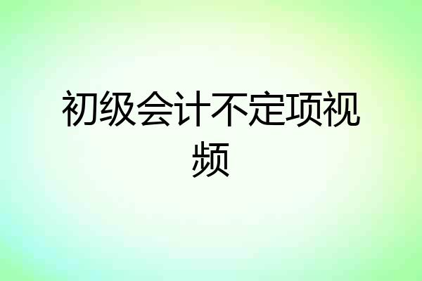 初级会计不定项视频