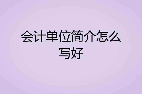 会计单位简介怎么写好