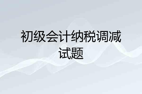 初级会计纳税调减试题