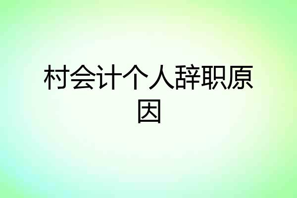 村会计个人辞职原因