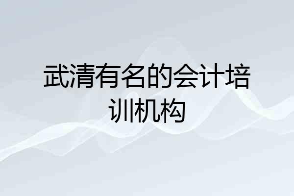 武清有名的会计培训机构