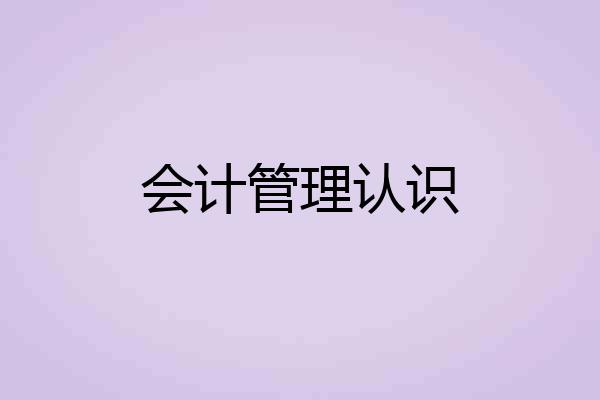 会计管理认识