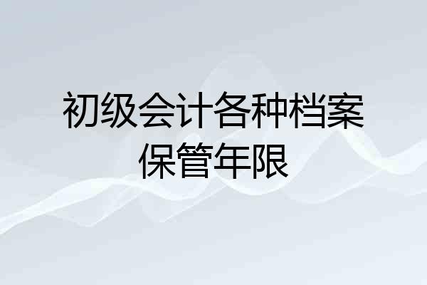初级会计各种档案保管年限