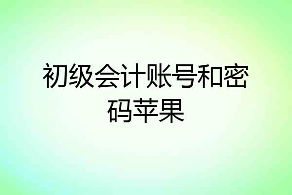 初级会计账号和密码苹果