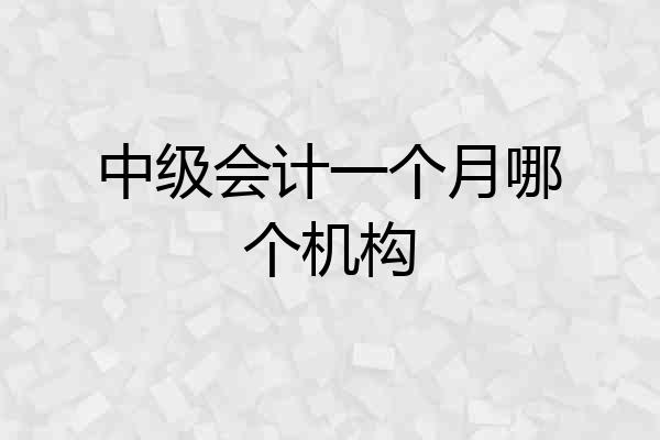 中级会计一个月哪个机构