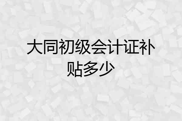 大同初级会计证补贴多少