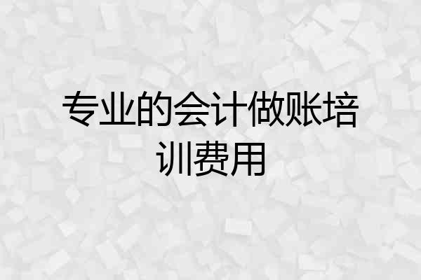 专业的会计做账培训费用