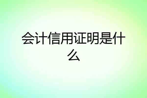 会计信用证明是什么