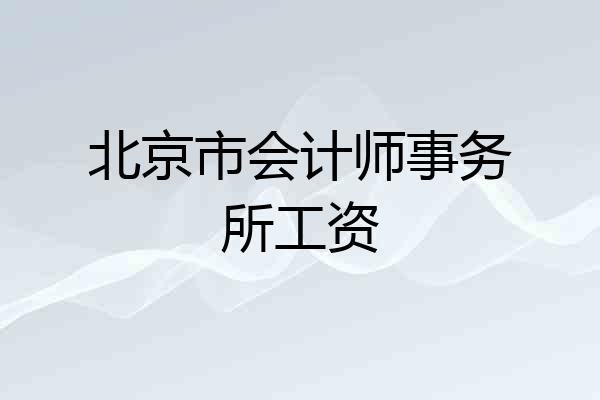 北京市会计师事务所工资