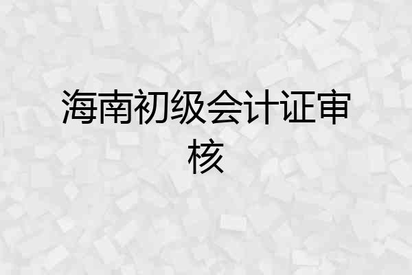 海南初级会计证审核