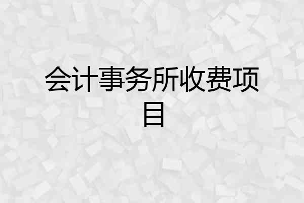 会计事务所收费项目