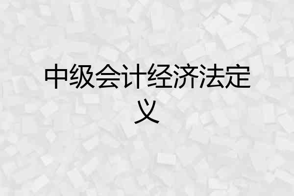 中级会计经济法定义