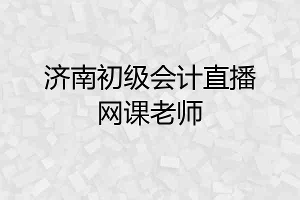 济南初级会计直播网课老师