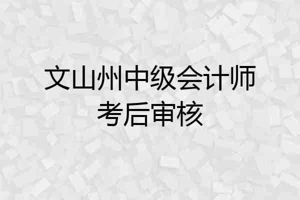 文山州中级会计师考后审核