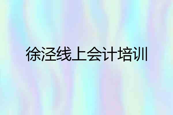 徐泾线上会计培训