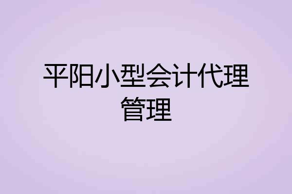 平阳小型会计代理管理