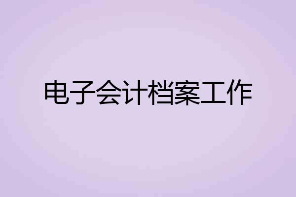电子会计档案工作