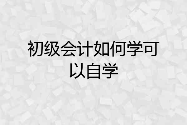 初级会计如何学可以自学
