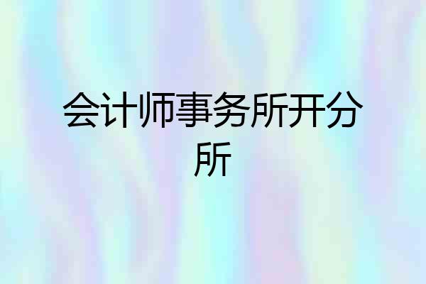 会计师事务所开分所