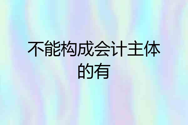 不能构成会计主体的有