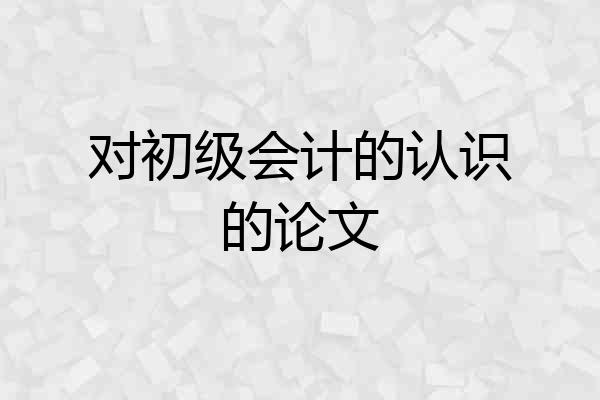 对初级会计的认识的论文