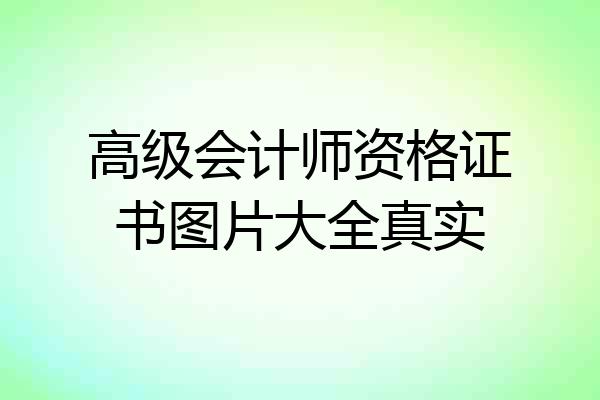 高级会计师资格证书图片大全真实