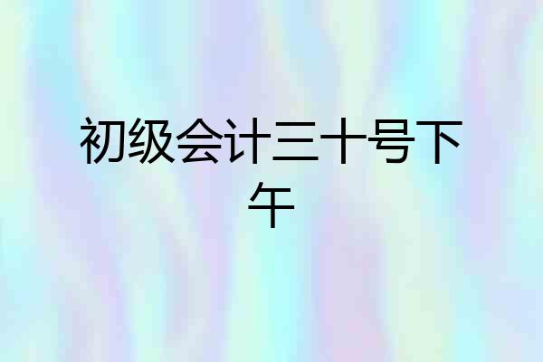 初级会计三十号下午