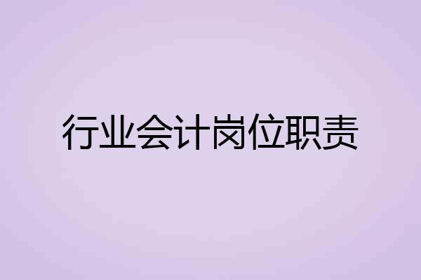 行业会计岗位职责