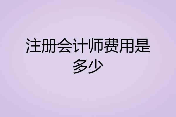 注册会计师费用是多少