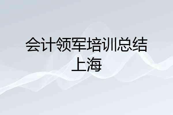 会计领军培训总结上海