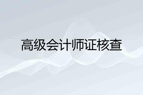 高级会计师证核查