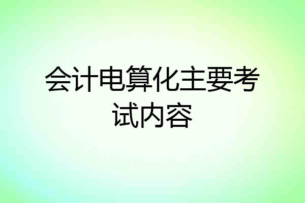 会计电算化主要考试内容