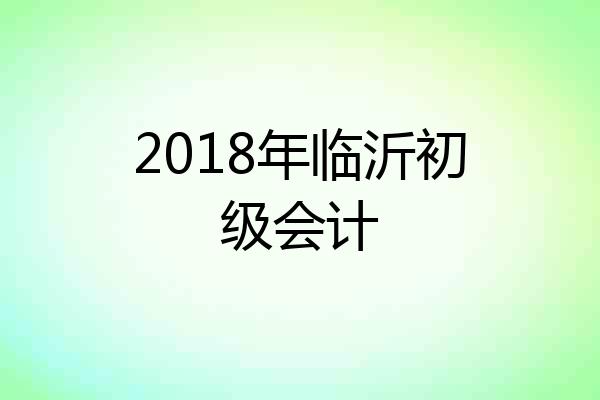 2018年临沂初级会计