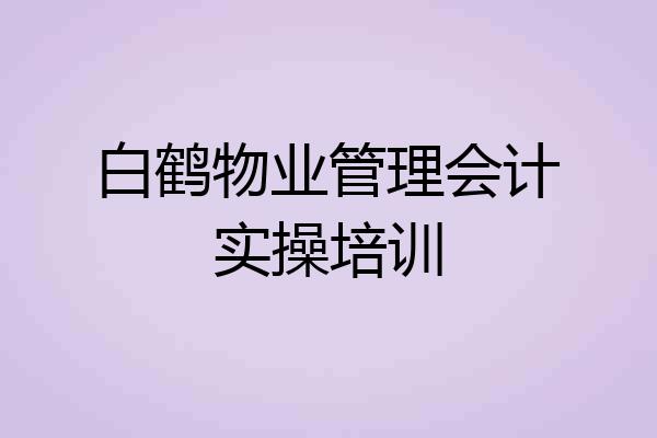 白鹤物业管理会计实操培训