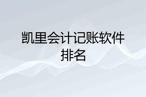 凯里会计记账软件排名