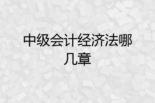 中级会计经济法哪几章