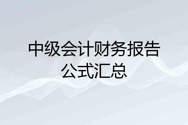 中级会计财务报告公式汇总