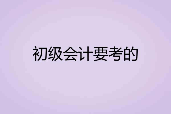 初级会计要考的