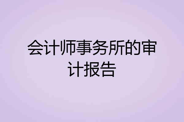 会计师事务所的审计报告