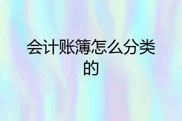 会计账簿怎么分类的