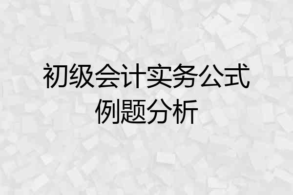 初级会计实务公式例题分析