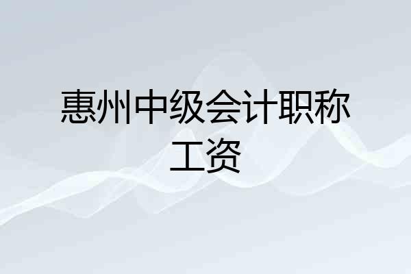 惠州中级会计职称工资