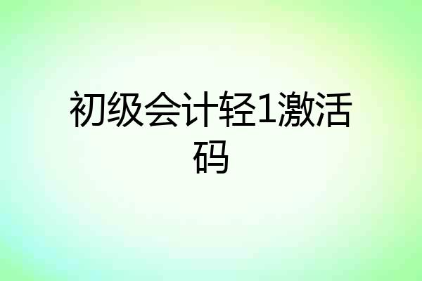 初级会计轻1激活码