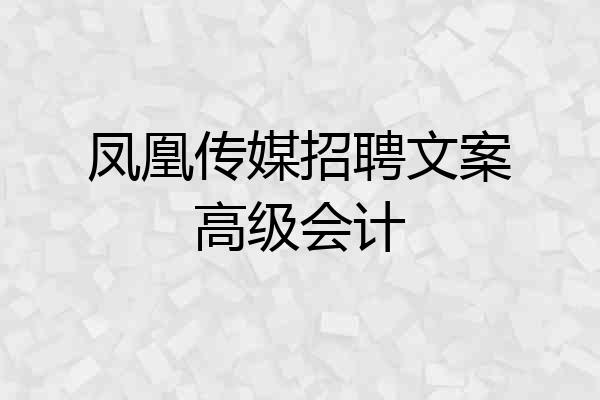 凤凰传媒招聘文案高级会计