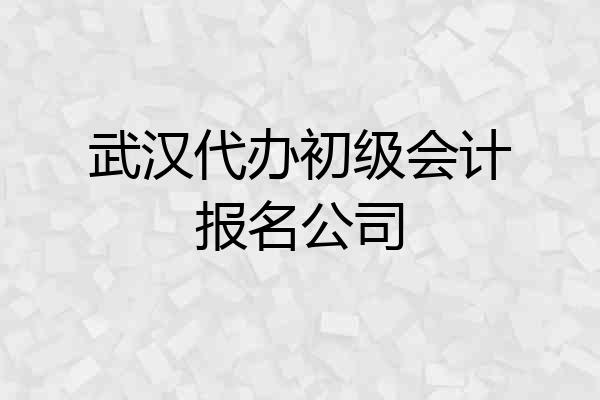 武汉代办初级会计报名公司